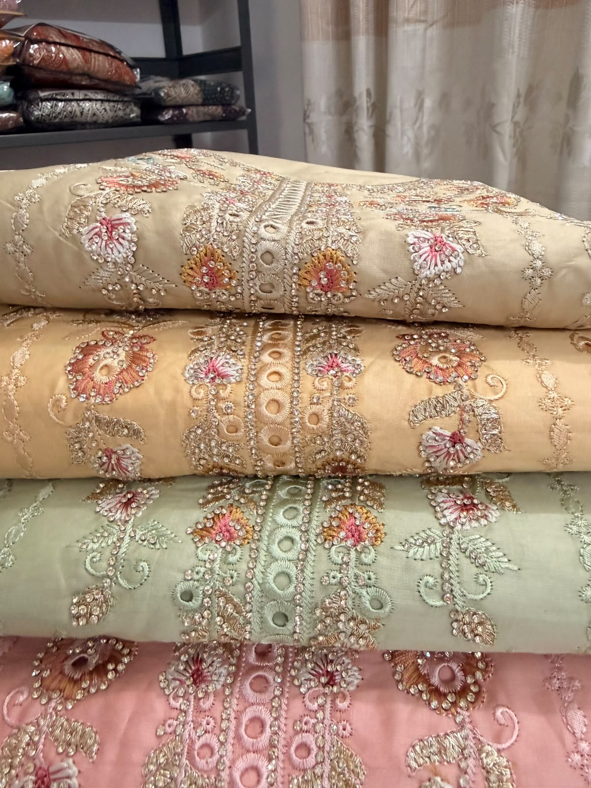 BI-002-B Elegant Silk-Blend 3-Piece Shalwar Kameez
