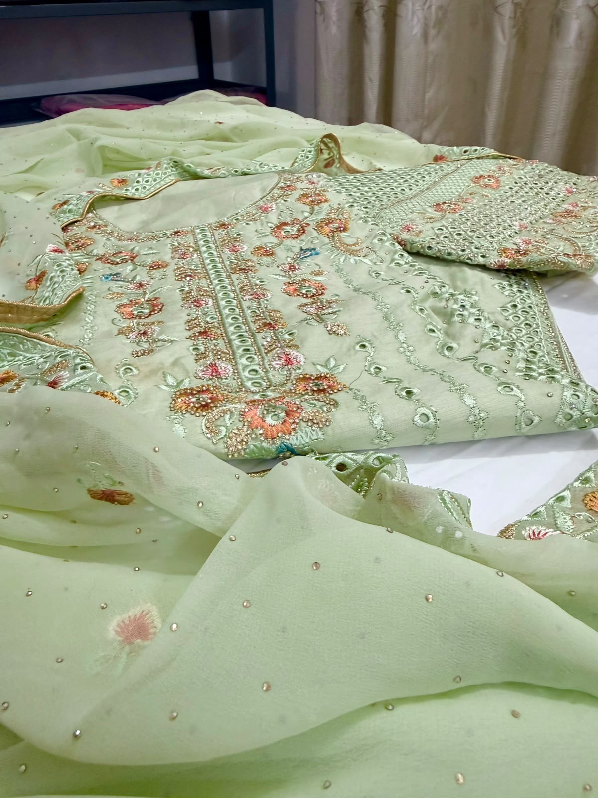 BI-002-B Elegant Silk-Blend 3-Piece Shalwar Kameez view 2