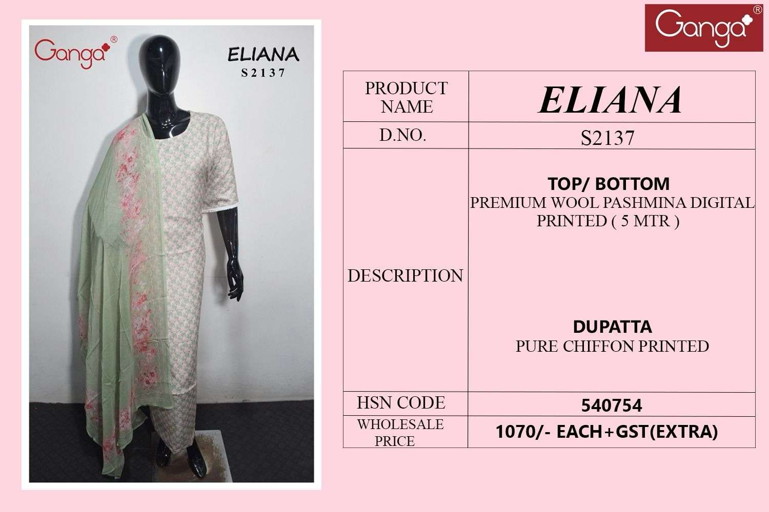 Ganga Eliana Digital Print Pashmina Branded Winter Suits view 11