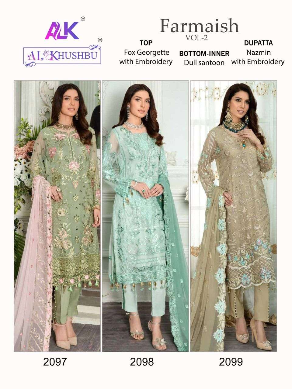 Al Khushbu Farmaish Vol 2 Colors Georgette Party Wear Pakistani Suit Exporter view 5
