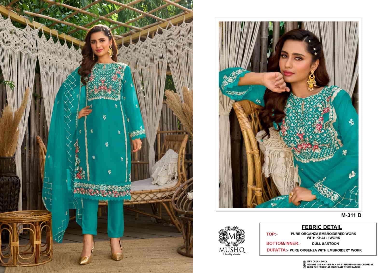 Mushq M-311D Embroidered Organza Unstitched Suit