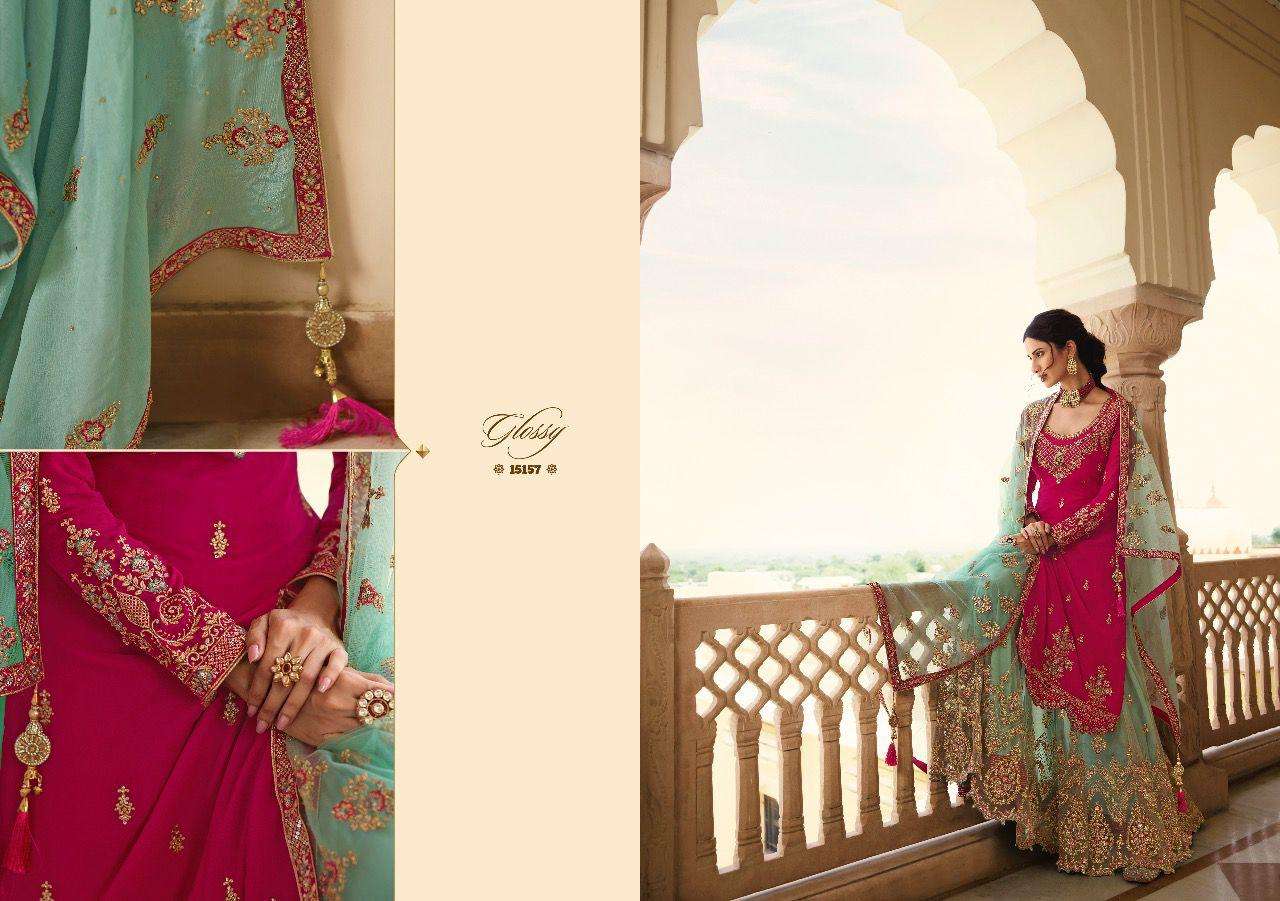 Glossy Rubaab Lehenga Style Salwar Kameez view 12