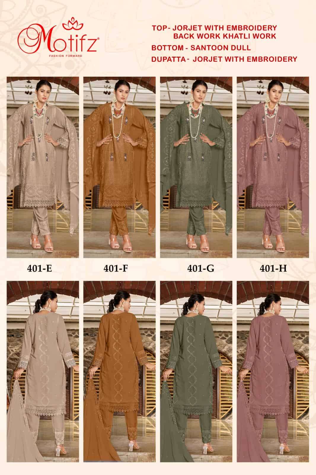 Motifz 401 Colors Pakistani Latest Party Wear Style Designer Salwar Suit Wholesalers view 5