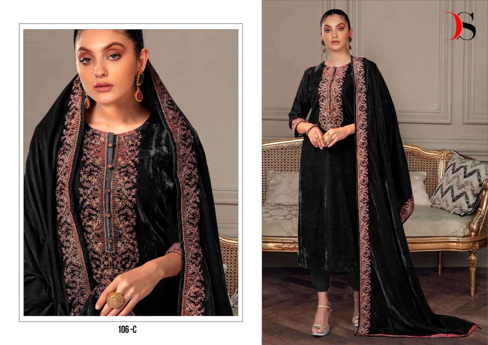 Deepsy 106 Colors Pakistani Festive Wear Style Velvet Salwar Suit Wholesalers view 2