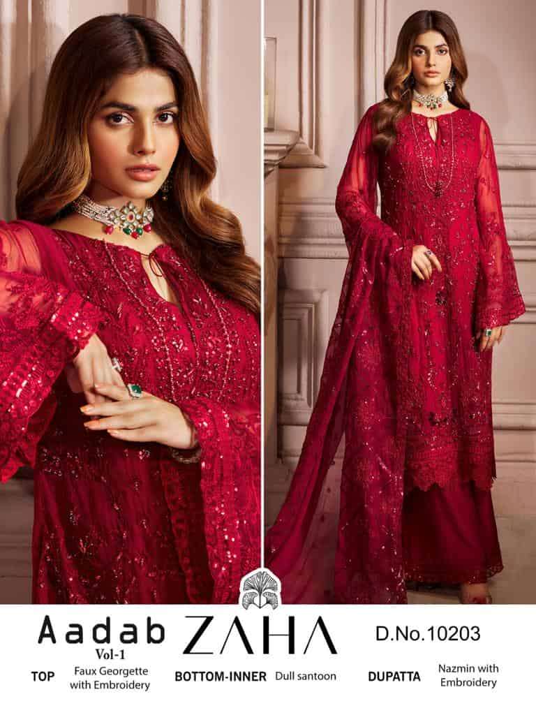 Zaha 10203 Pakistani Designer Style Party Wear Salwar Suit