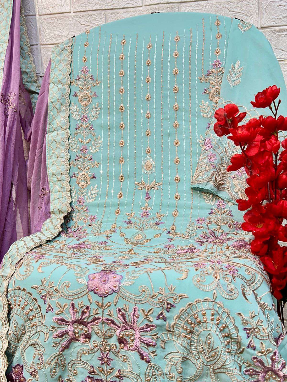 Zaha Afra Vol 1 10284 To 10286 Designer Georgette Suit Pakistani Collection view 5
