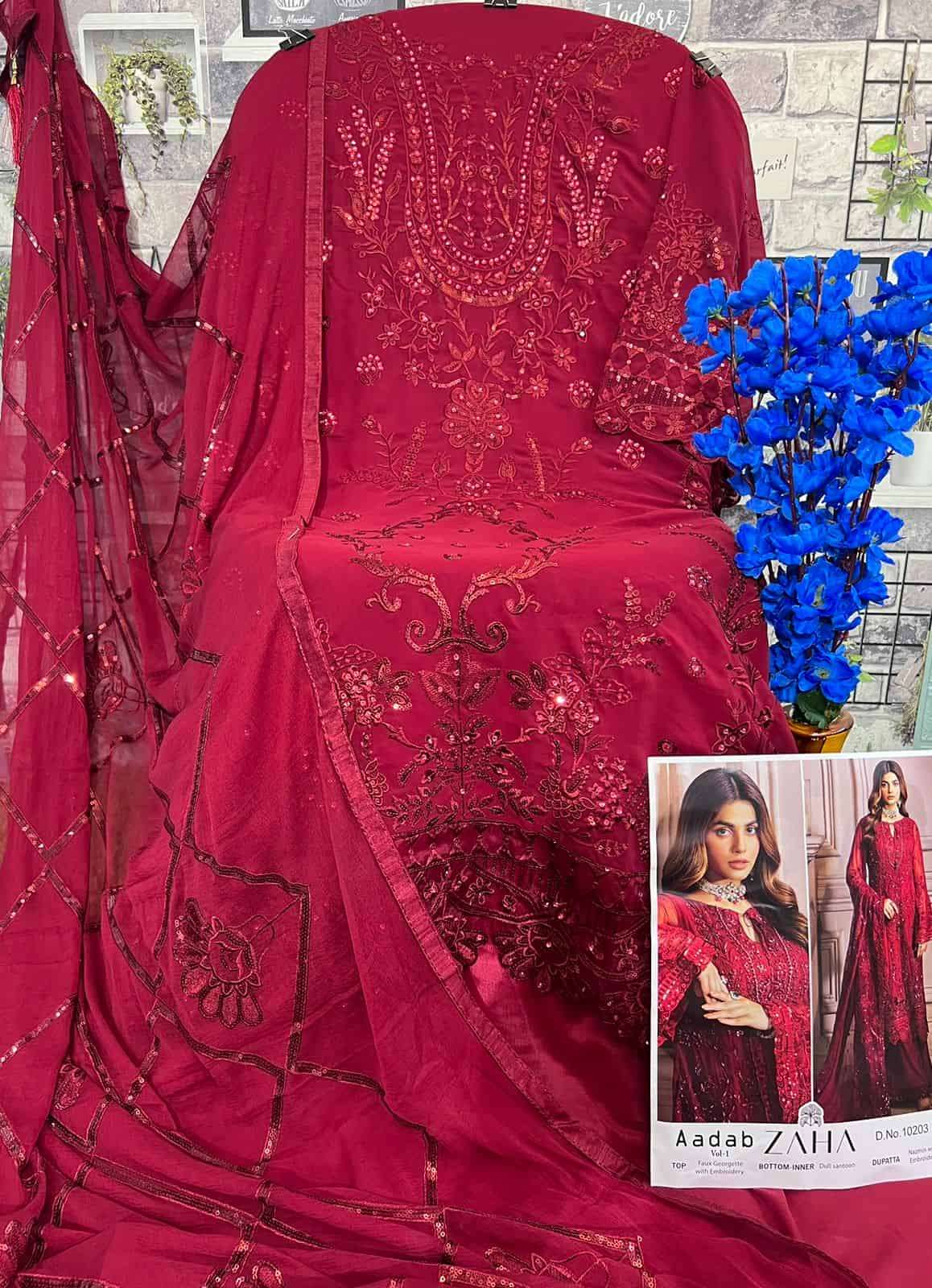 Zaha 10203 Pakistani Designer Style Party Wear Salwar Suit view 2
