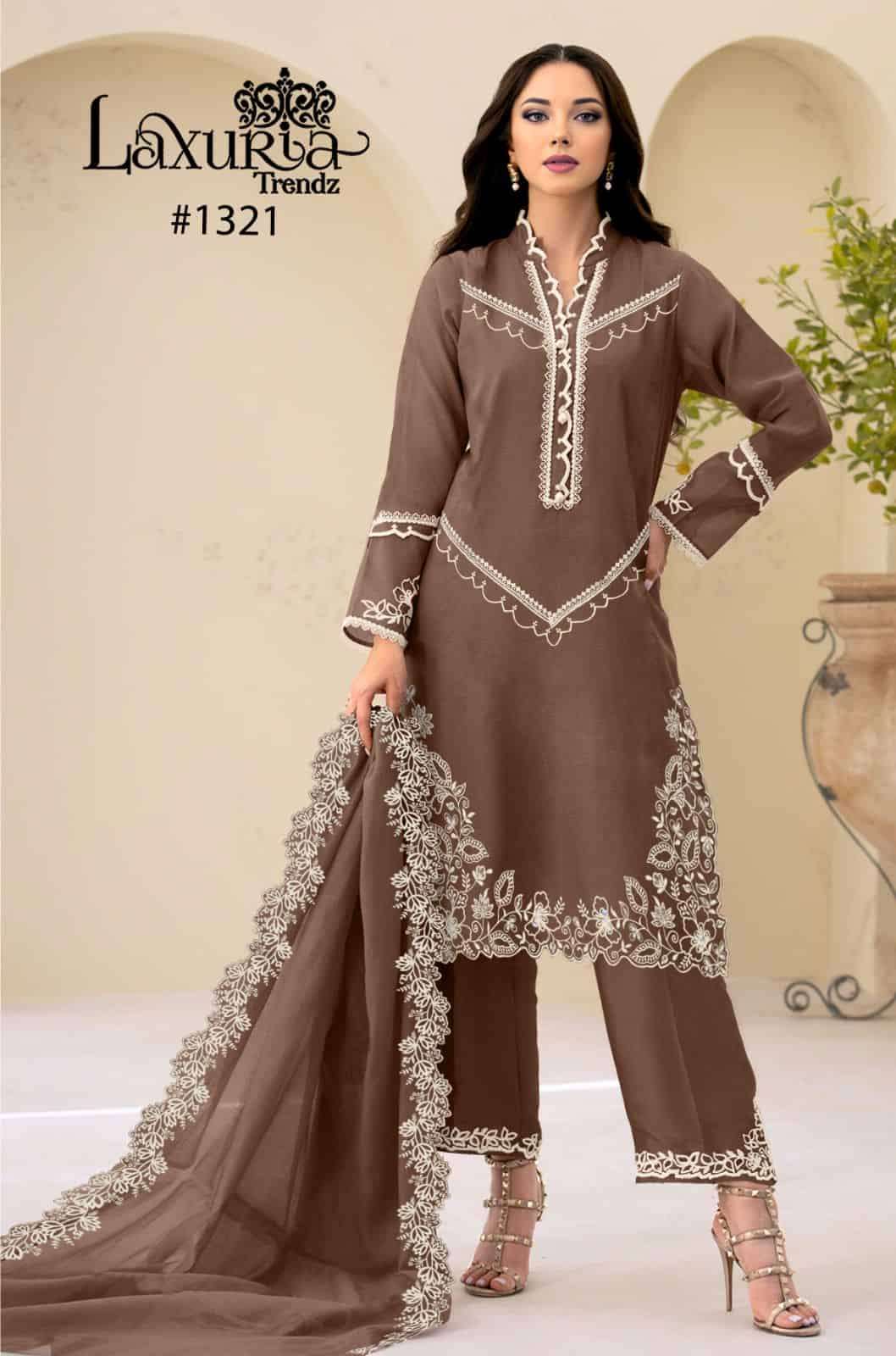 Laxuria Trends 1321 Pakistani Style Fancy Designer Kurti Pant Dupatta Set view 3