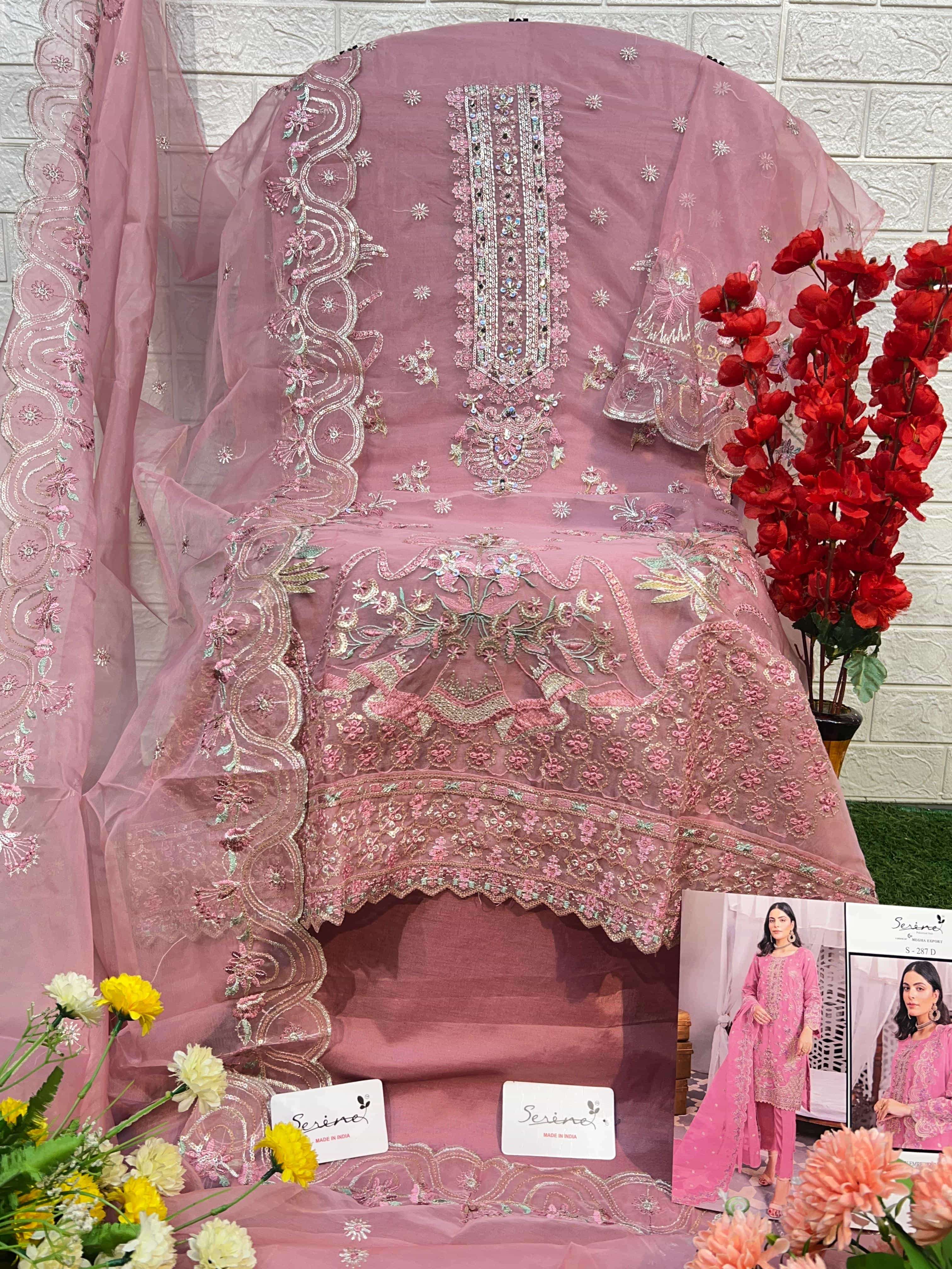 Megha Export S 287 Colors Organza Unstitched Pakistani Dress Glamour view 8