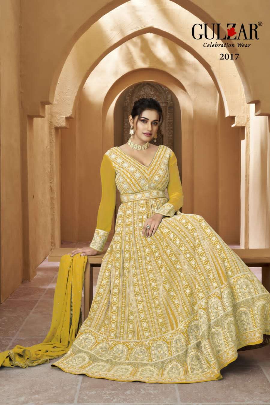 Gulzar Resham Latest Designer Anarkali Gown Partywear Collection
