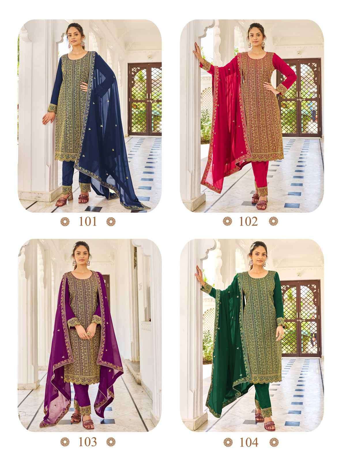 Alfaaz Eliza 101 To 104 Designer Work Festive Wear Dress Catalog Exporter view 7