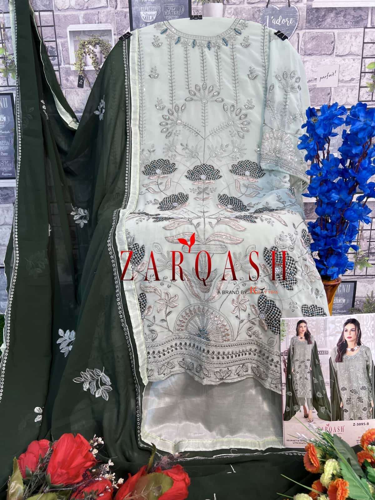 Zarqash Z 3095 Colors Pakistani Embroidered Designer Salwar Suit Wholesalers view 5