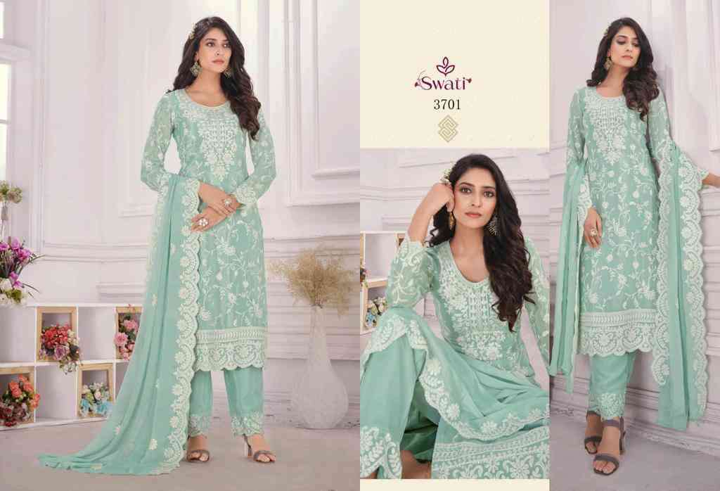 Swagat Swati 3701 To 3706 Festive Wear Straight Salwar Suit New Collection view 3