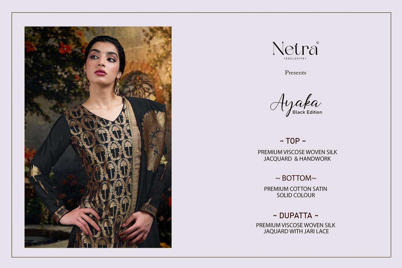 Netra Ayaka Black Edition Fancy Woven Silk Suit Latest Collection view 5