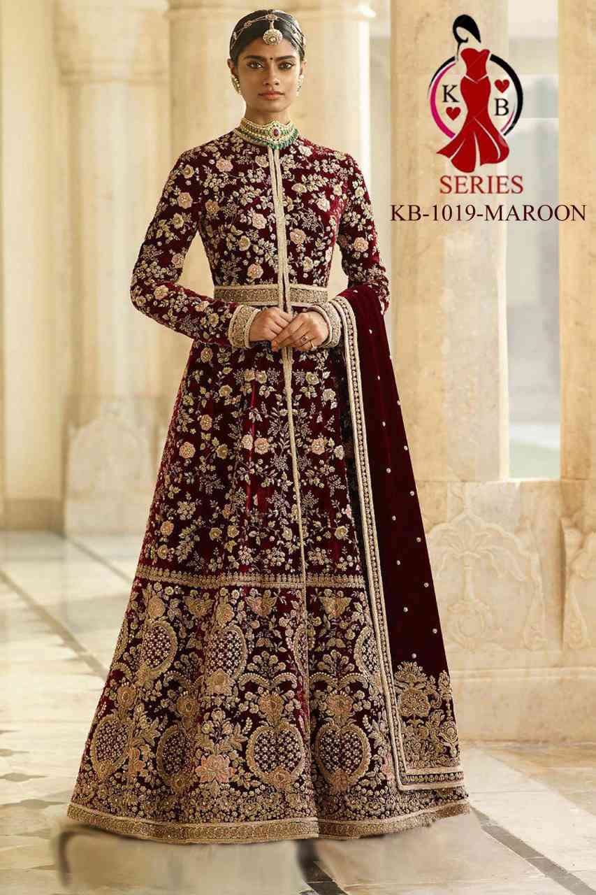 KB Series 1019 Colors Partywear Velvet Designer Indo Western Anarkali Dress view 3