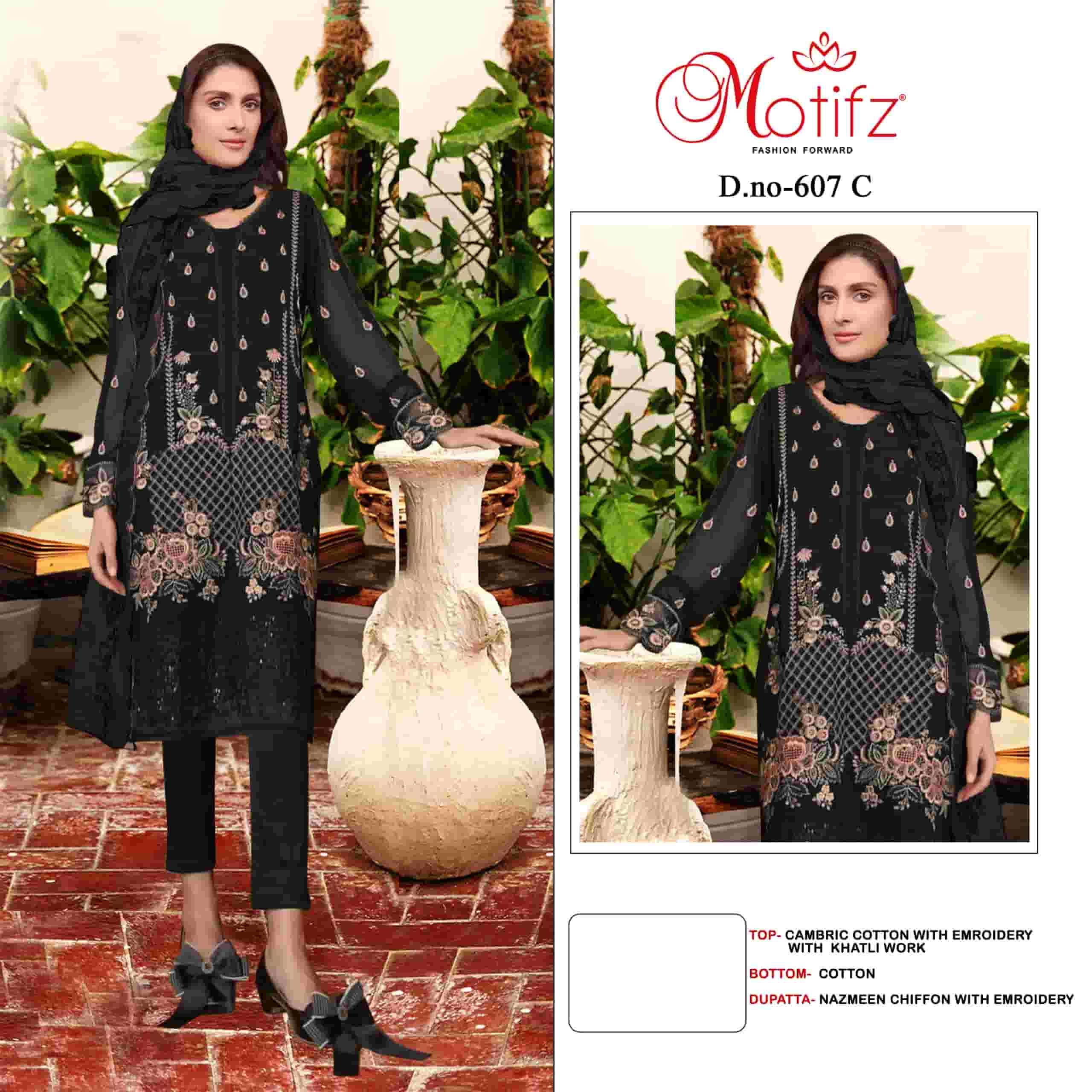 Motifz 607 Colors Pakistani Embroidered Designer Cotton Dress Wholesalers view 4