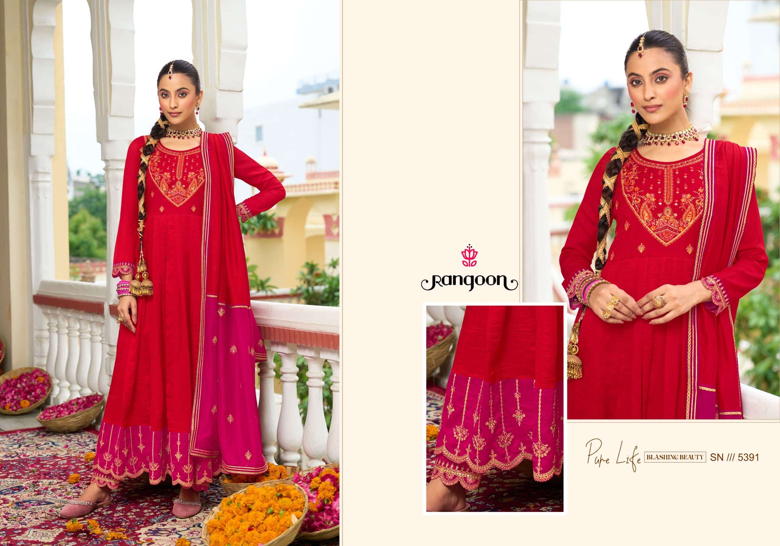 Rangoon Banno Silk Anarkali Suit view 4