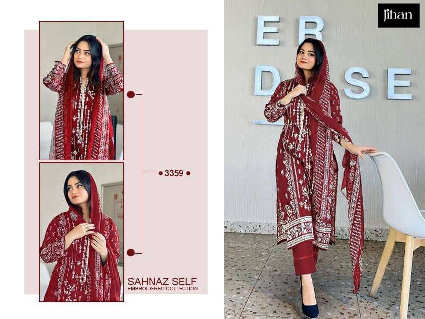 Jihan Sahnaz Self Embroidered Collection Designer Salwar Kameez Wholesalers view 3