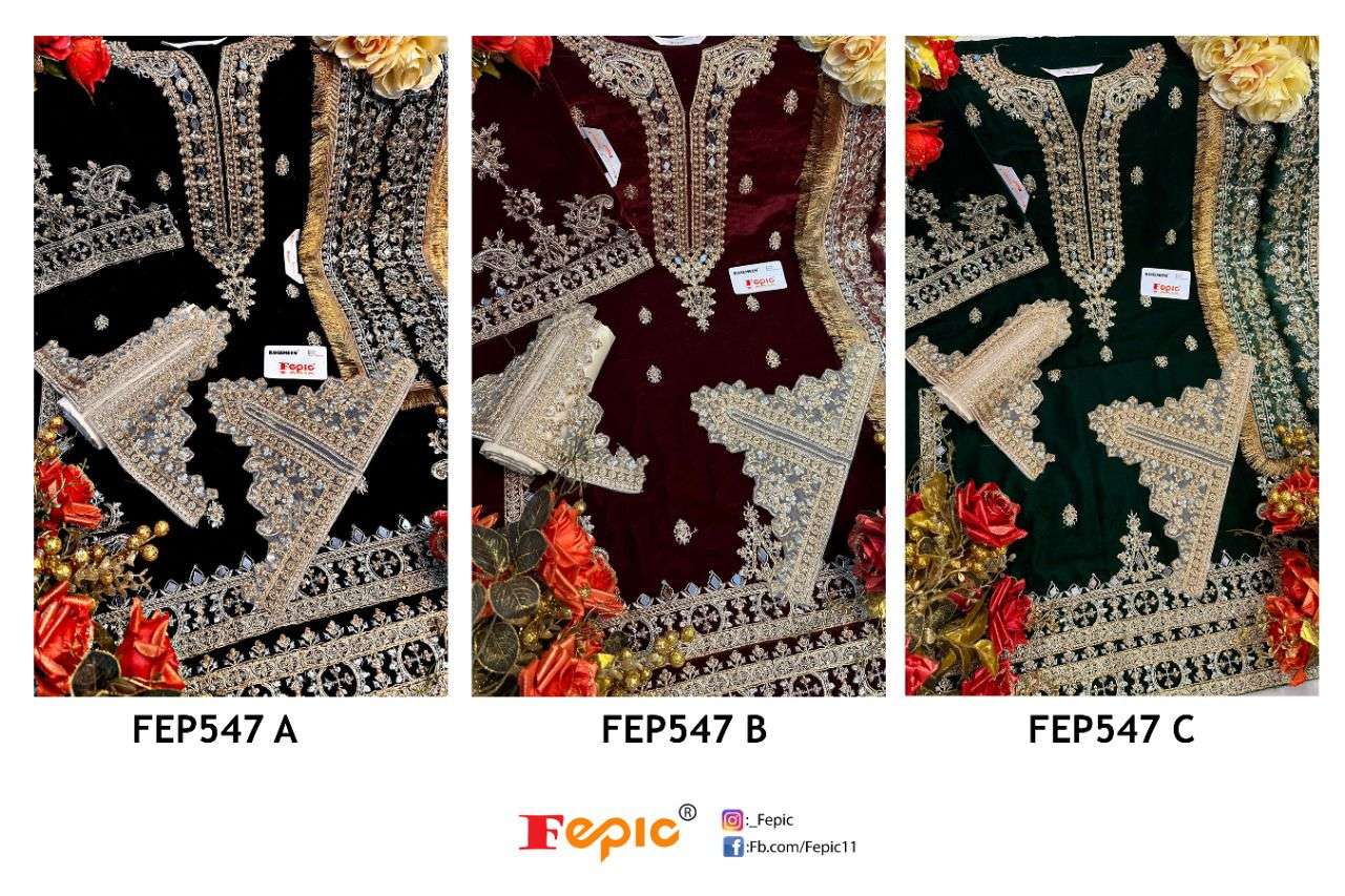 Fepic Fep547 Colors Party Wear Traditional Velvet Pakistani Suit view 4