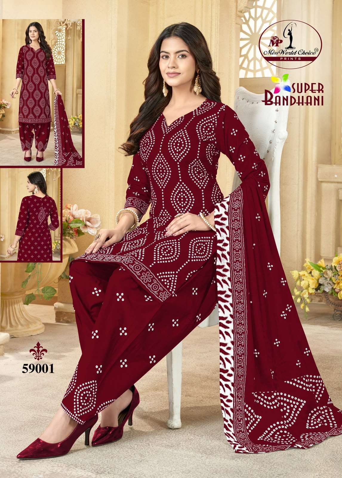 Miss World Choice Super Bandhani Vol 59 Pure Cotton Bandhani Dress Material view 5