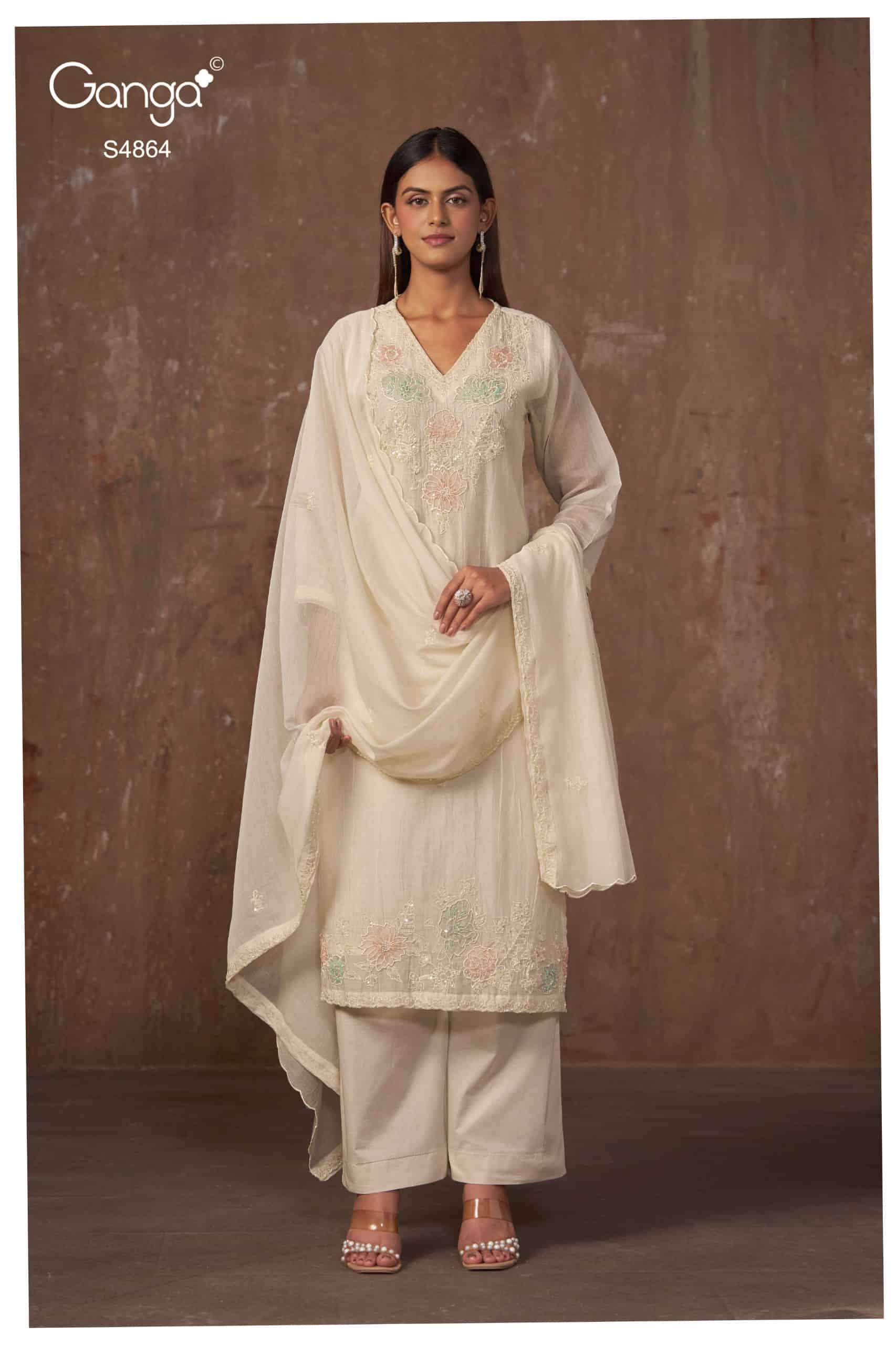 Ganga Fashion Udita 4864 Pure Banarasi Designs Latest Suit Collection view 2