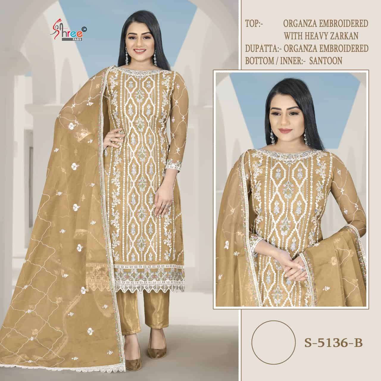 Shree Fabs S 5136 B Festive Wear Style Designer Organza Suit Ensemble