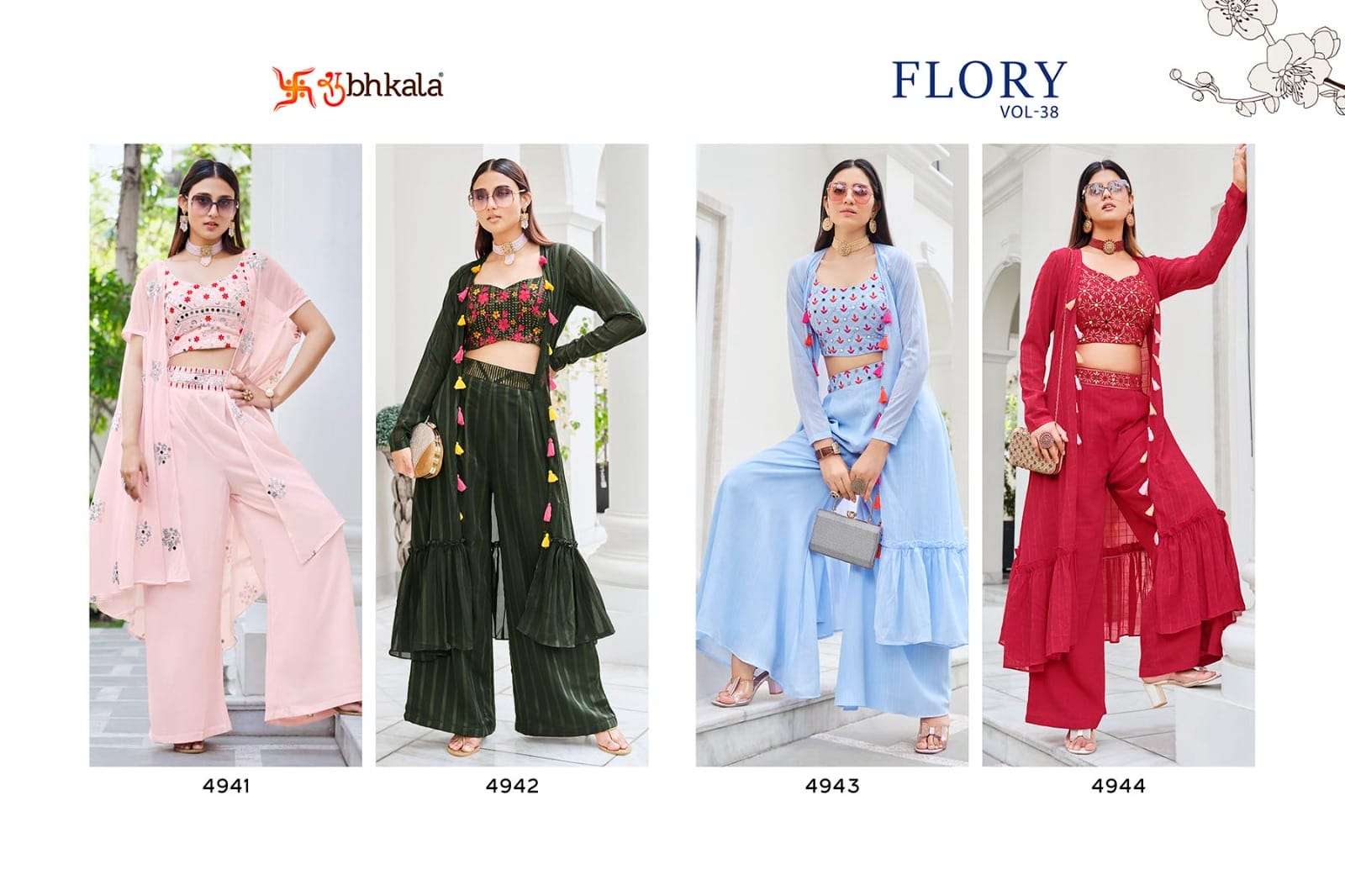 Shubhkala Flory Vol 38 Latest Designer 3 Piece Party Wear Collection view 9