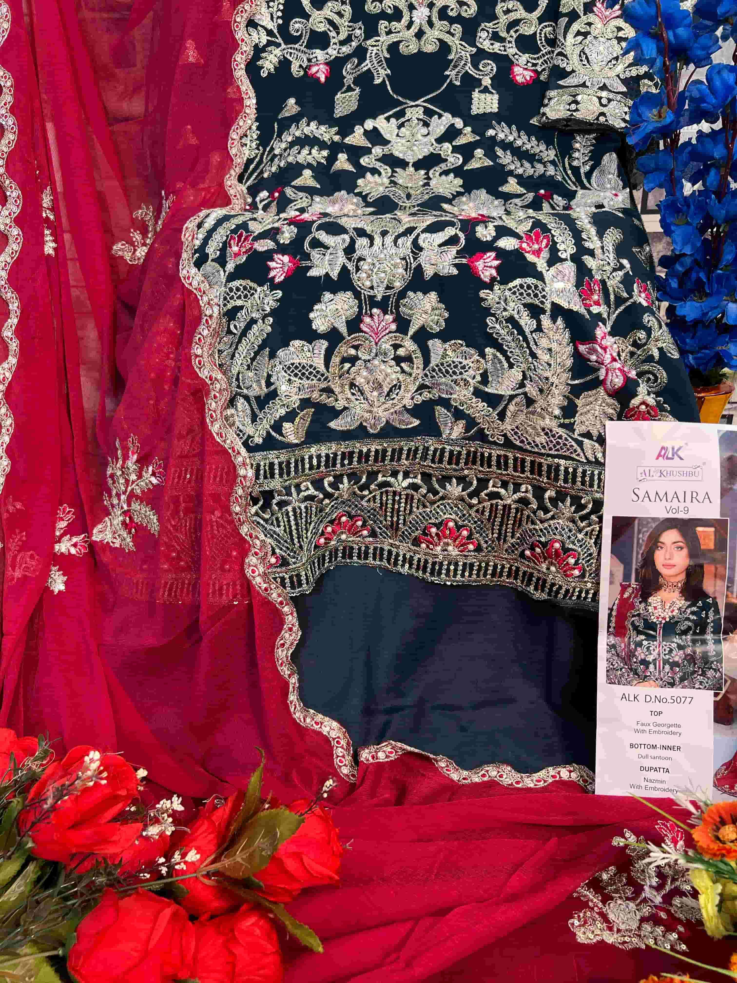 Al Khushbu Samaira Vol 9 Pakistani Style Designer Unstitched Salwar Suit Collection view 2