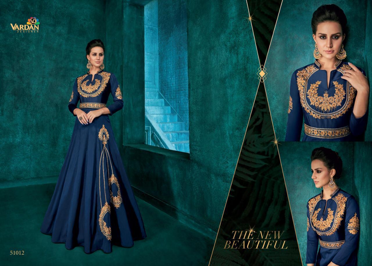 Vardan designer Rozi vol 1 Silk partywear Gown Collection view 10