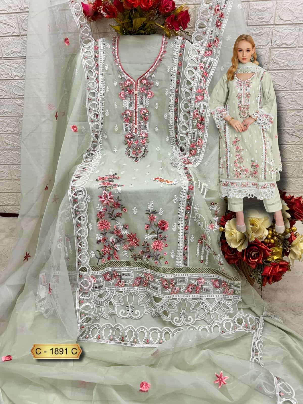 Fepic C 1891 C Exclusive Latest Pakistani Designer Organza Suit Collection view 2