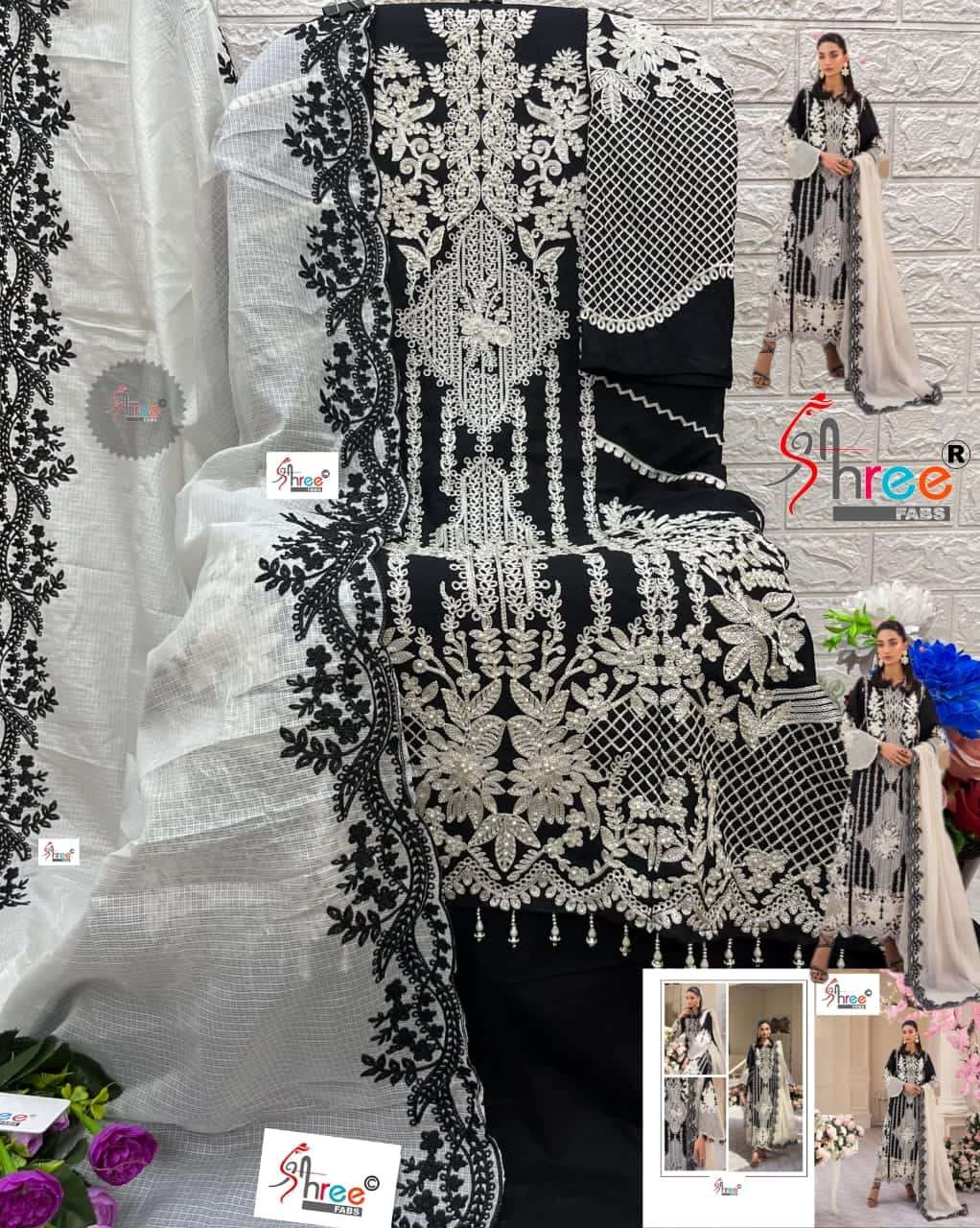 Shree Fabs S 951 Exclusive Designer Pakistani Cotton Embroidered Suit Ensemble view 4