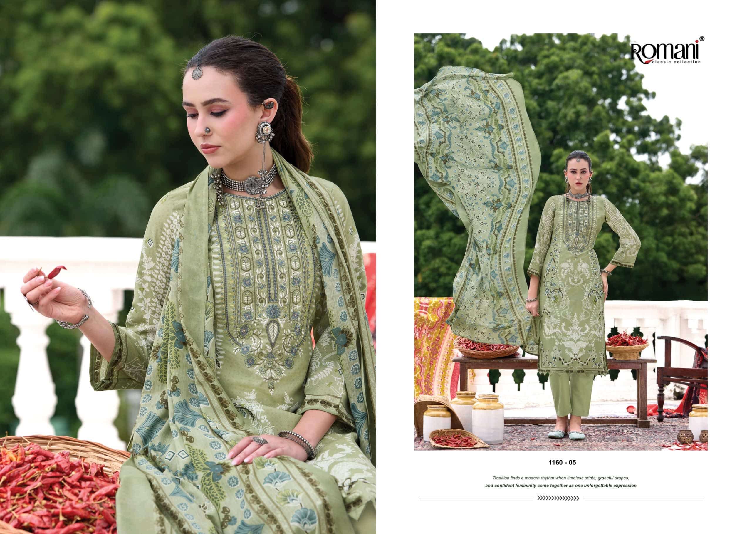 Romani Aarzu Vol 36 Heavy Embroidered Cotton Dress Material view 3