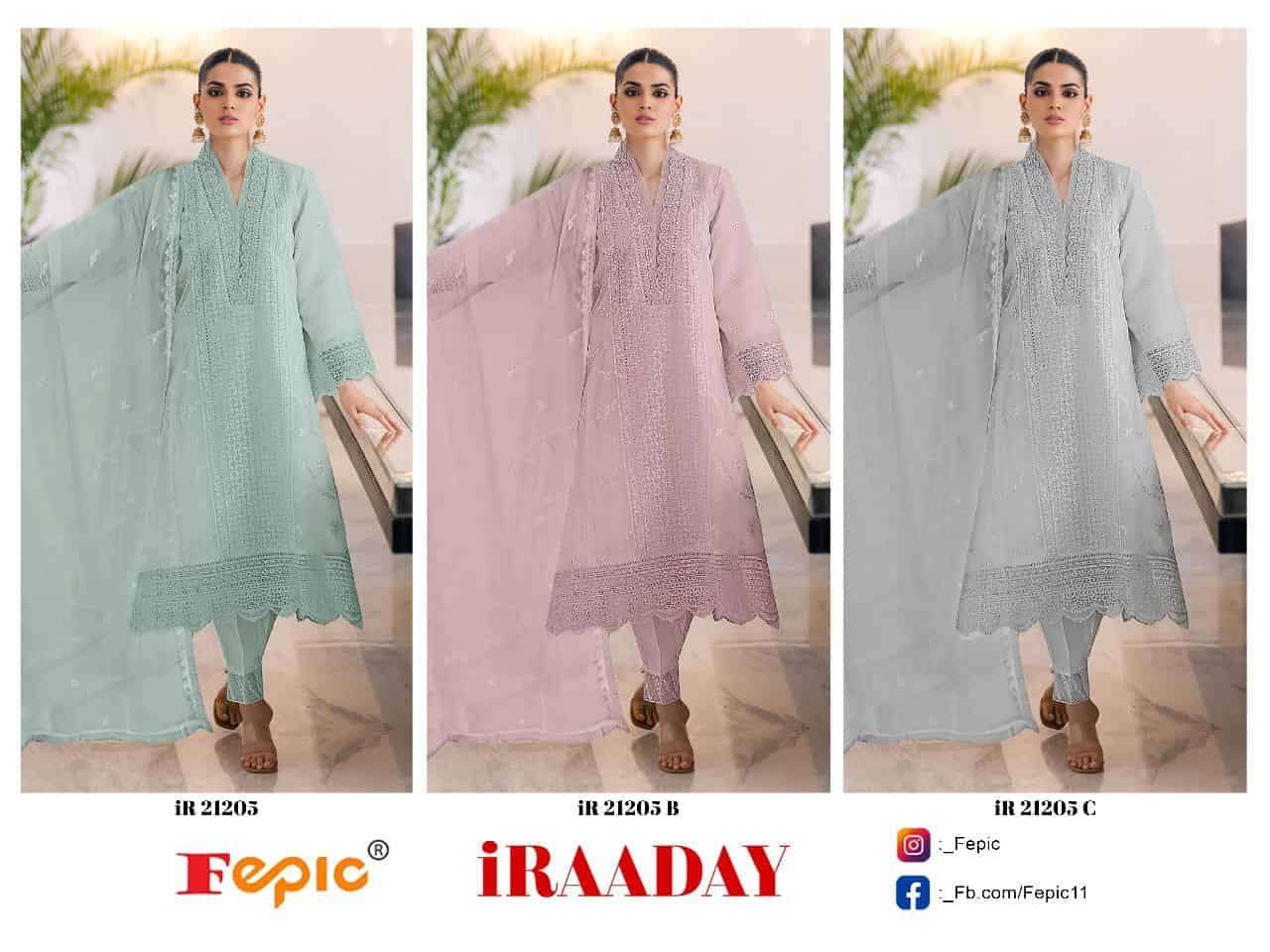 Fepic Iraaday IR 21205 Colors Fancy Embroidered Organza Suit Wholesalers view 4