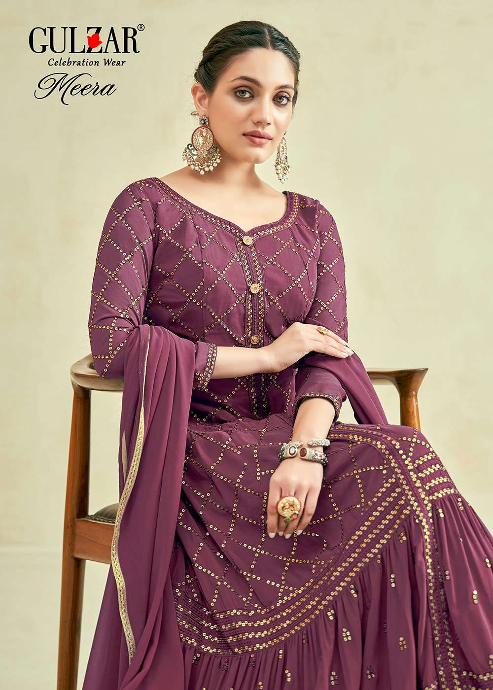 Gulzar Meera 2040 To 2041 Designer Ethnic Wear Gown Partywear Collection view 3