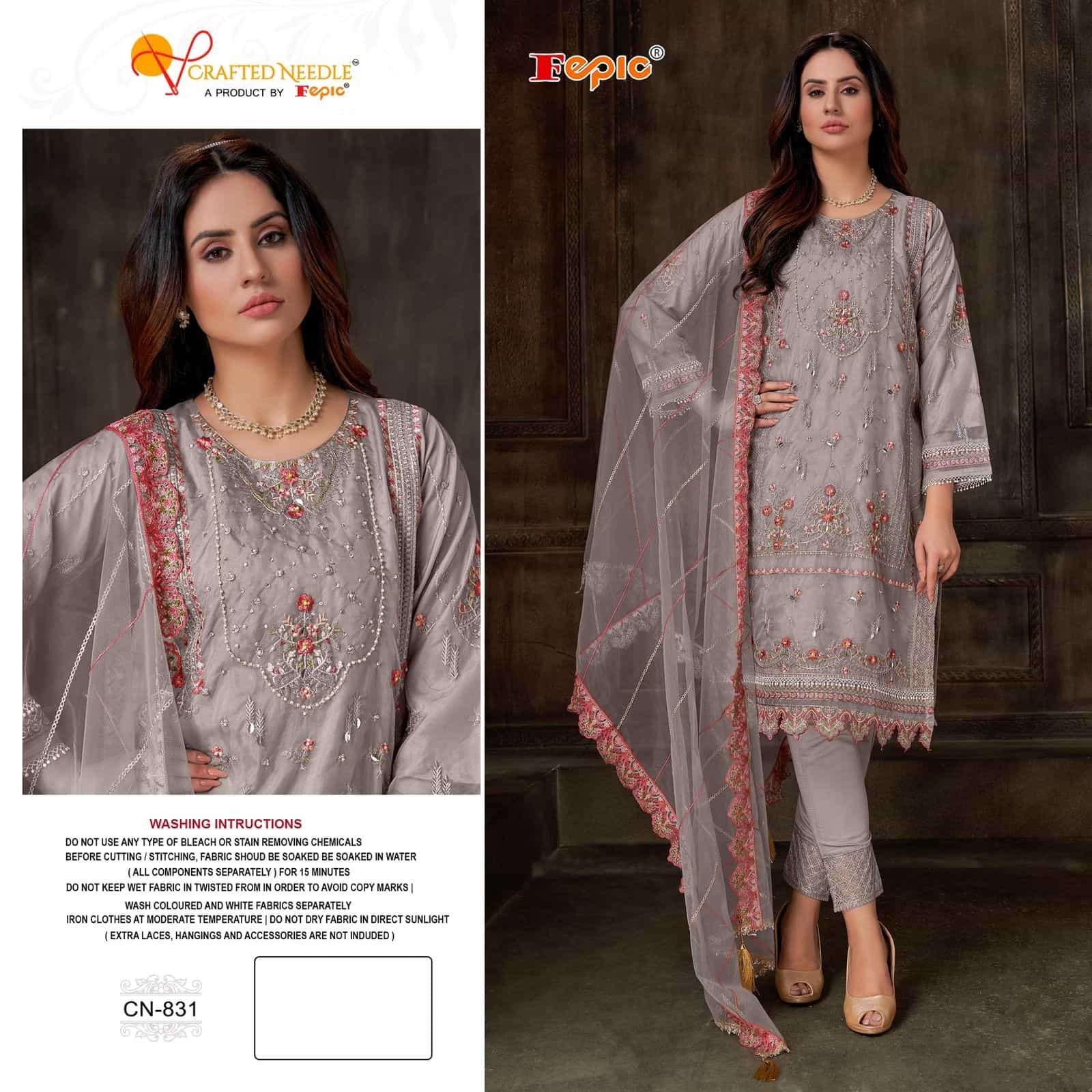 Crafted Needle CN 831 By Fepic Readymade Designer style Pakistani Suit Exporter view 4
