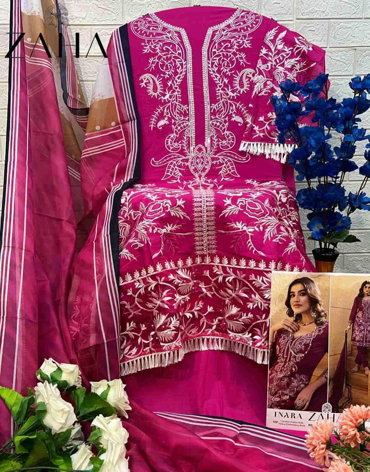 Zaha Inara Vol 1 Heavy Embroidered Cotton Salwar Suit Wholesalers view 8