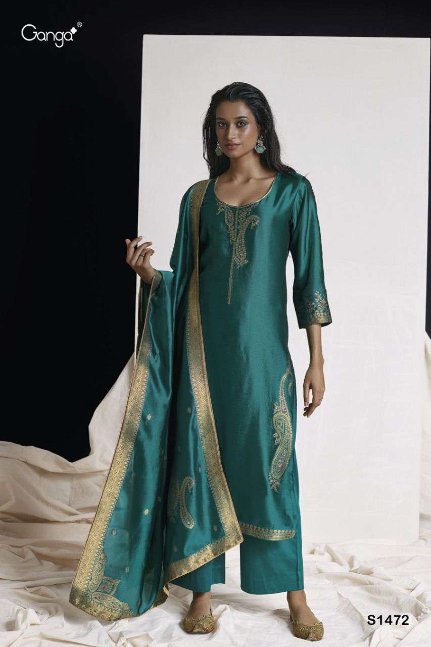 Ganga Zanna 1472 Fancy Exclusive Silk Salwar suit New Designs