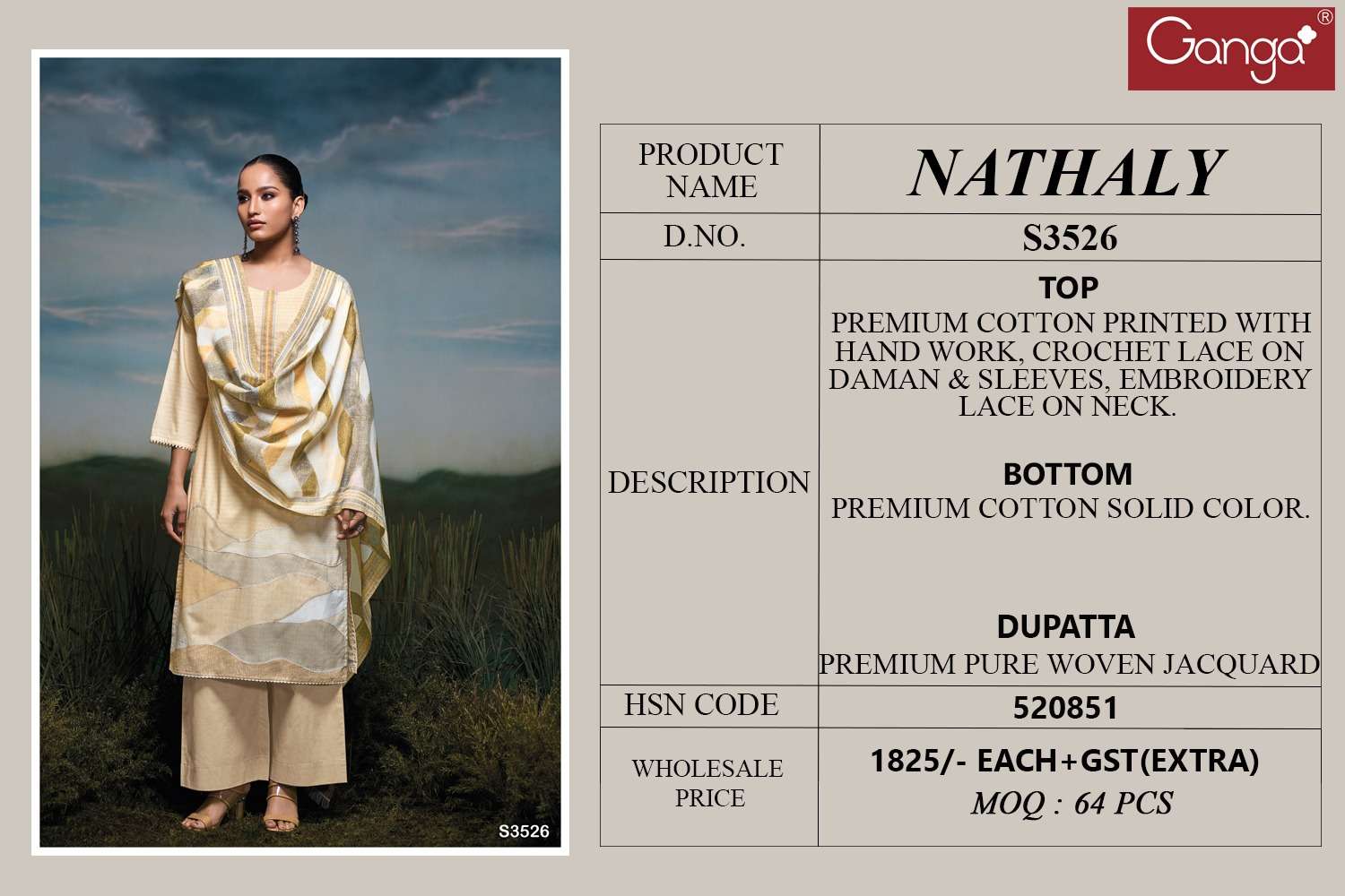 Ganga Fashion Nathaly 3526 Exclusive Premium Designs Cotton Suit Collection view 2