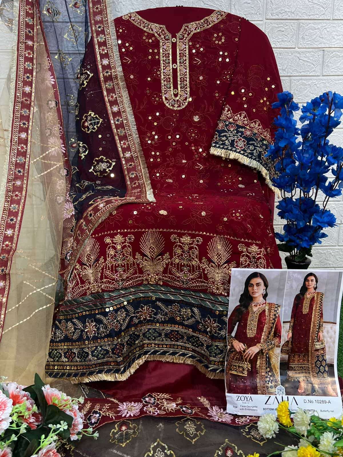 Zaha 10289 A Festive Wear Style Designer Pakistani Georgette Suit Exporter view 2