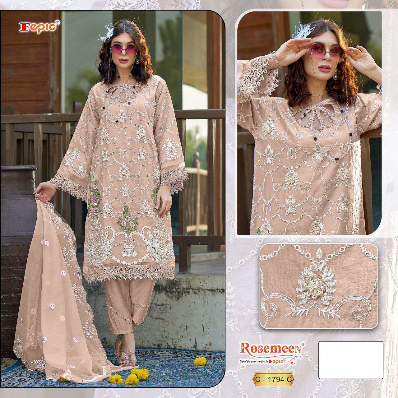 Fepic Rosemeen Organza Pakistani Salwar Suit view 2