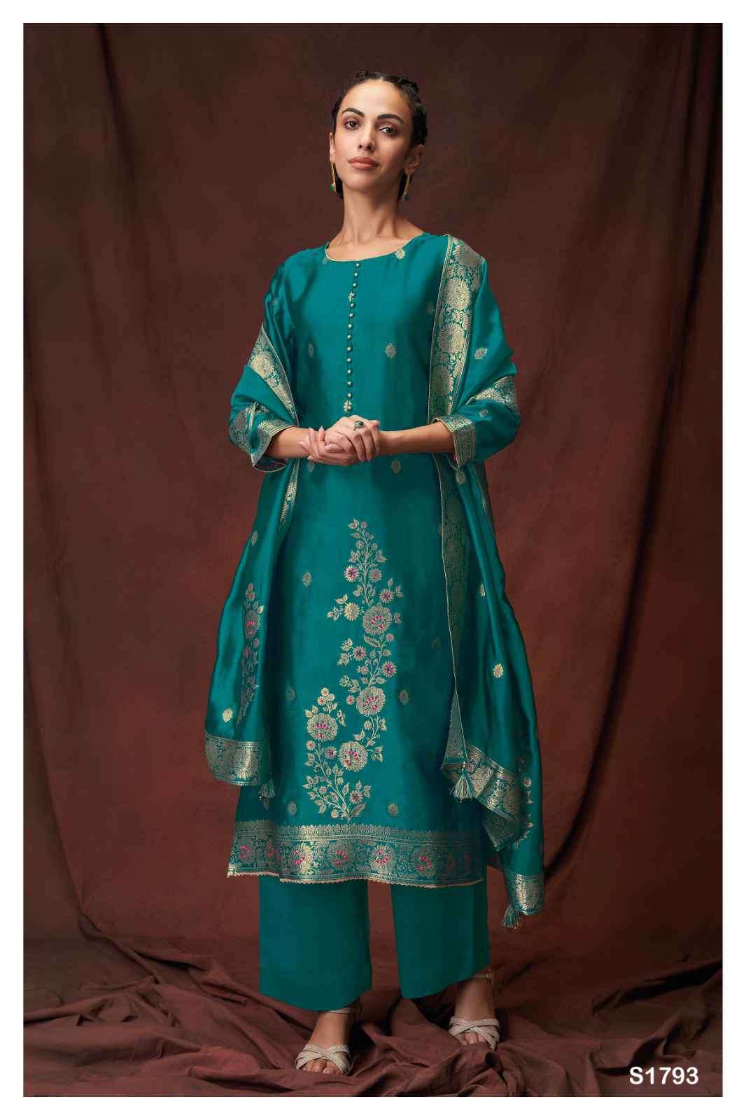 Ganga Barisha 1793 Premium Jacquard Partywear Dress Online view 2