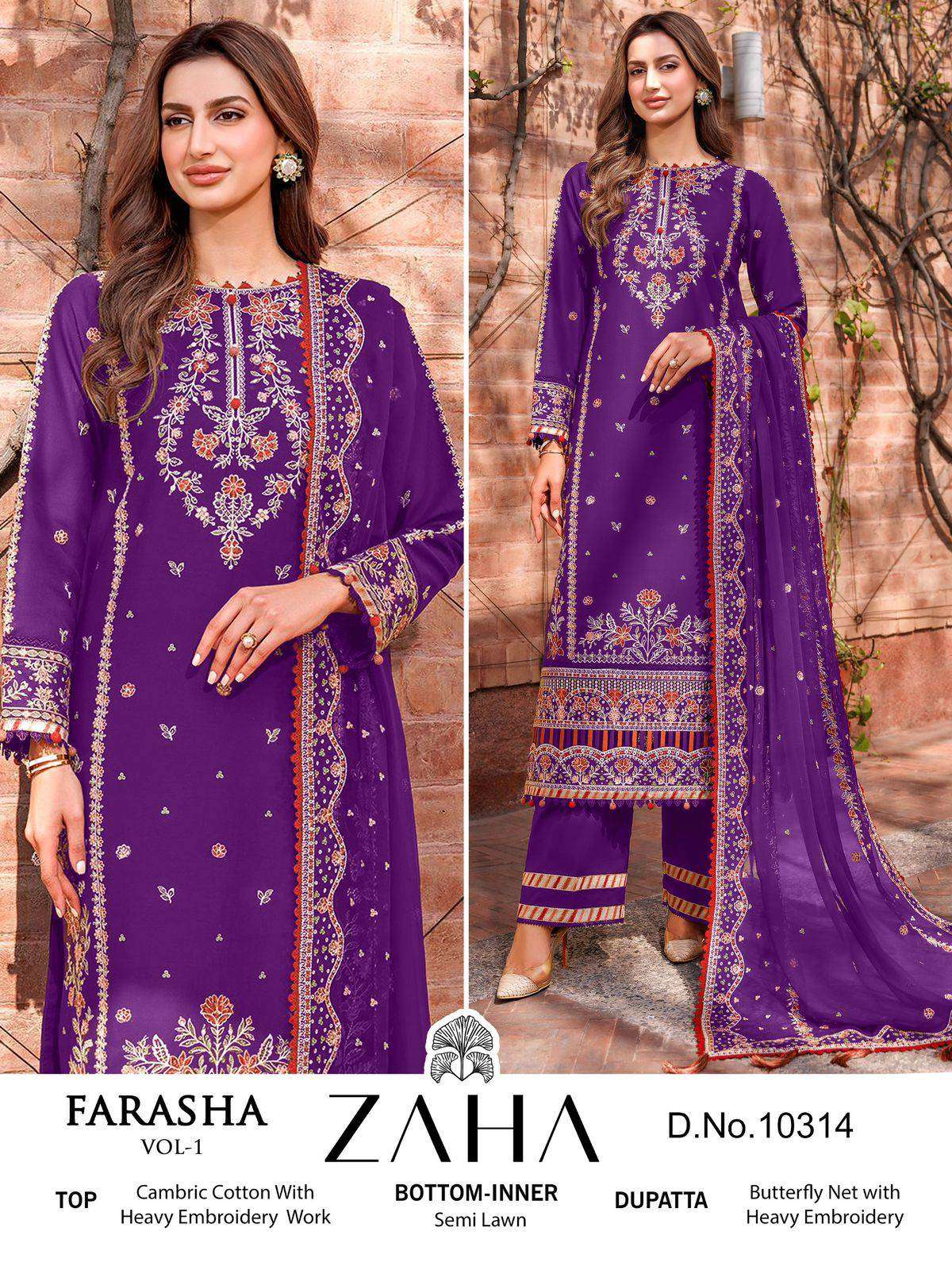 Zaha Farasha Vol 1 10314 To 10317 Pakistani Fancy Dress Buy Online view 4
