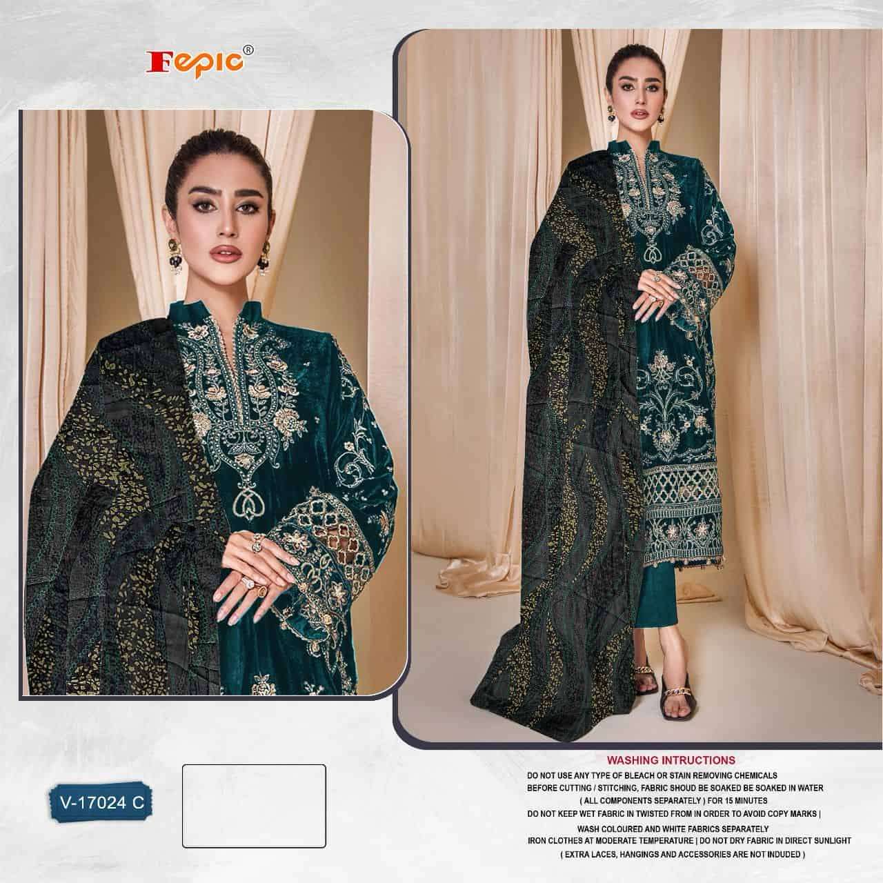 Fepic V 17024 Colors Pakistani Exclusive Designer Winter Wear Style Suit Wholesalers view 2