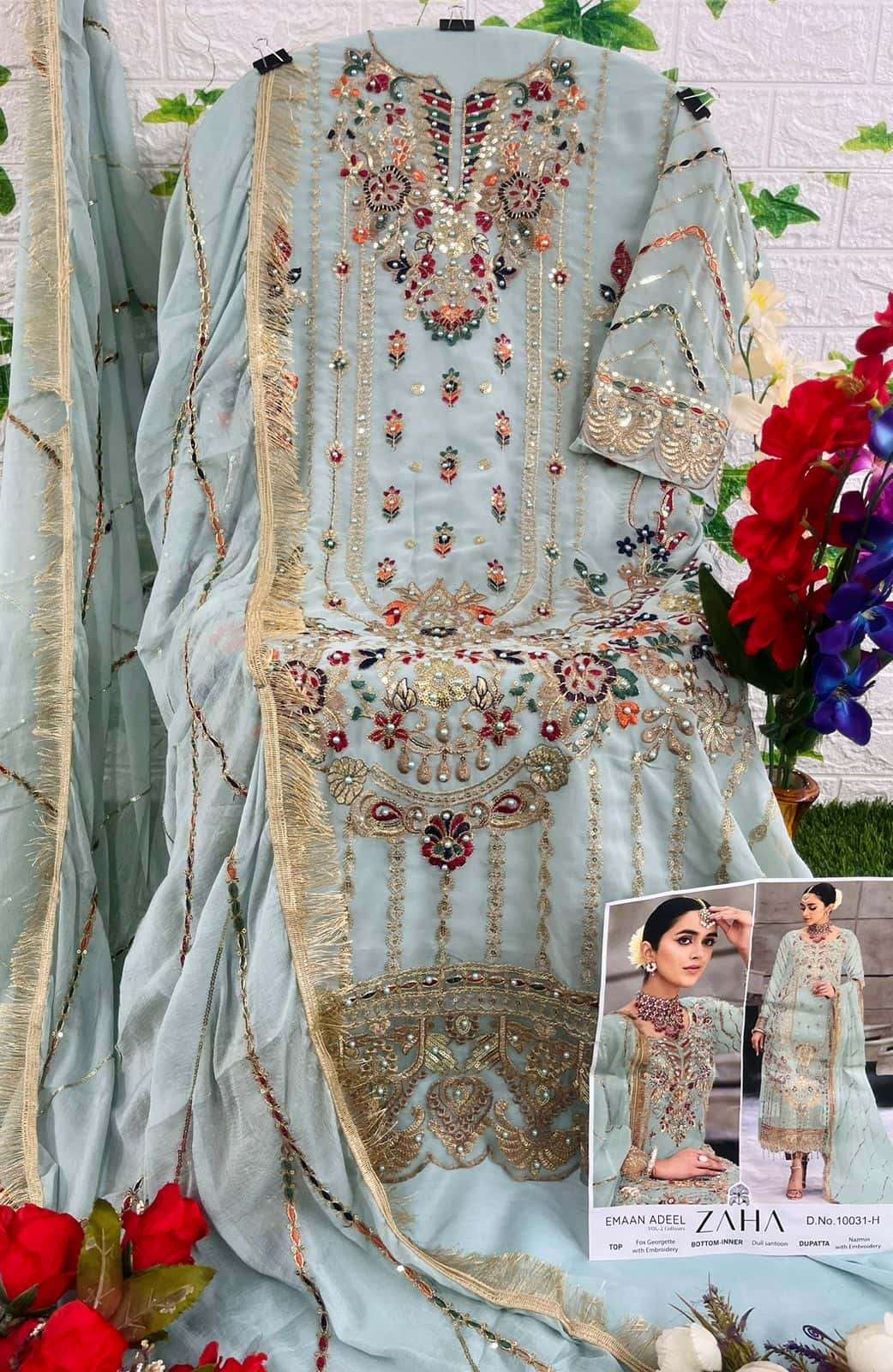 Zaha Emaan Adeel 10031 Colors Pakistani Designer Suit Wholasaler view 6