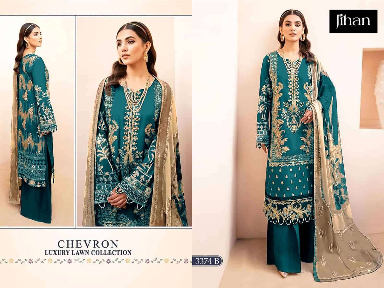 Jihan Chevron Luxury Lawn Cotton Suit 3374 view 3