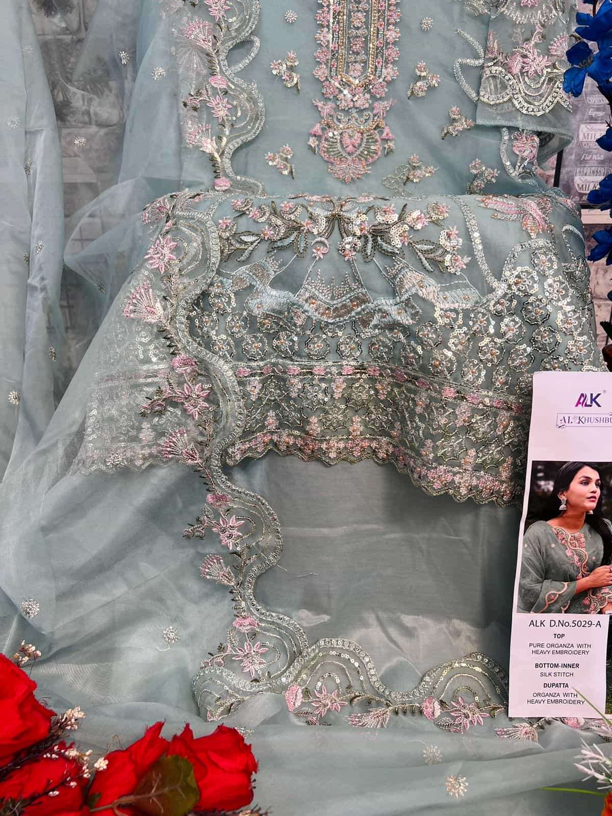 Al Khushbu 5029 A Organza Latest Embroidered Salwar Kameez Exporter view 3