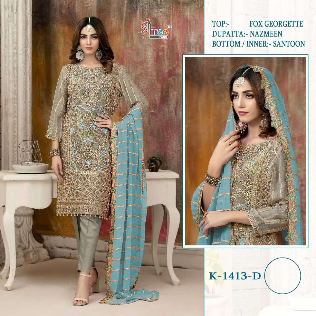 Shree Fabs K 1413 Colors Pakistani Festive Wear Style Heavy Designer Suit Wholesalers view 4