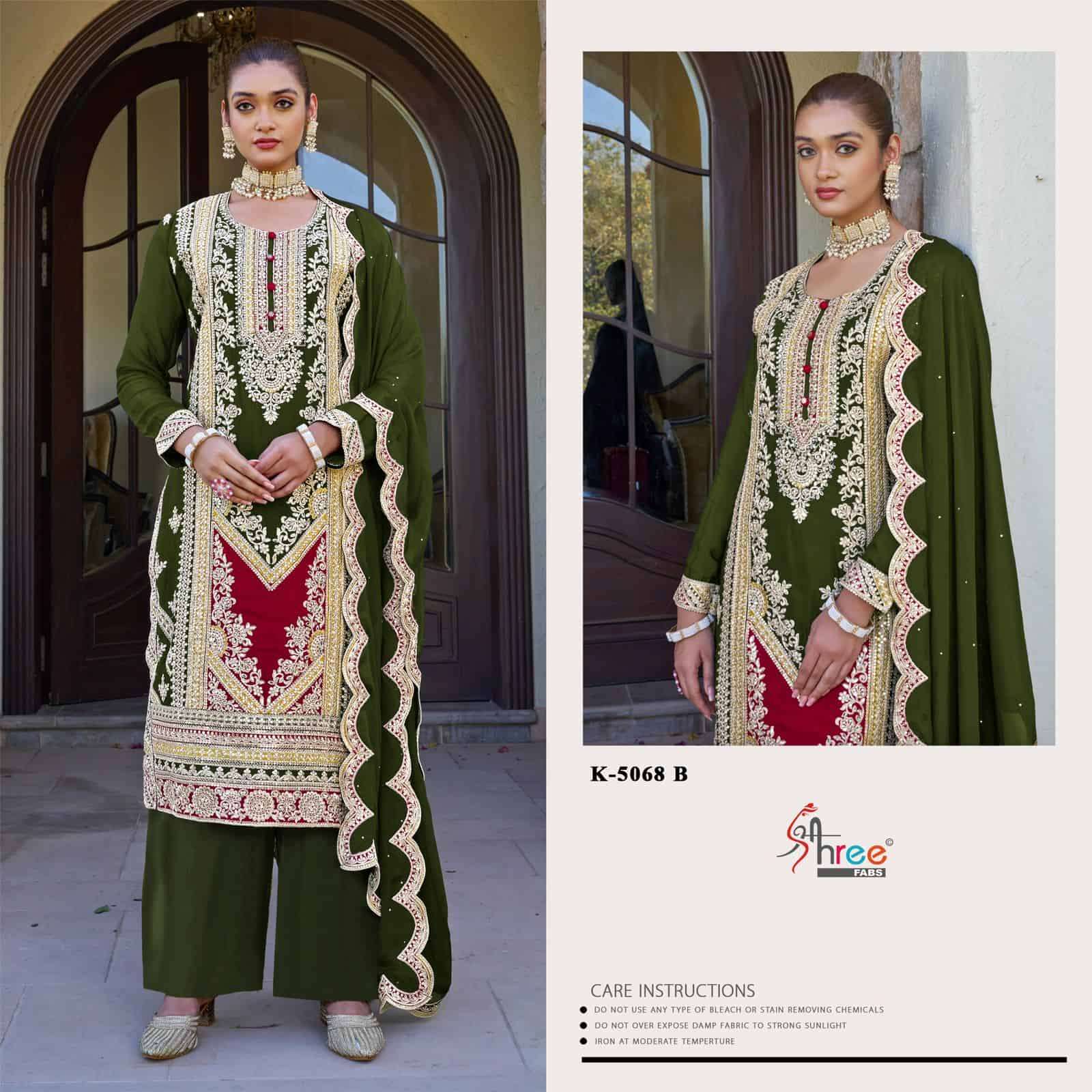 Shree Fabs K 5068 B Elegant Chinon Unstitched Dress Collection