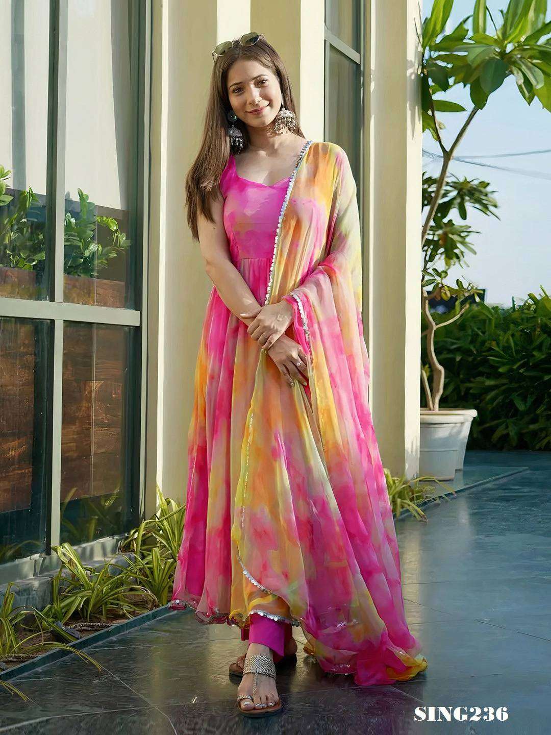 Arya Designs Sing236 Fancy Organza Traditional Dress New Arrivals view 8