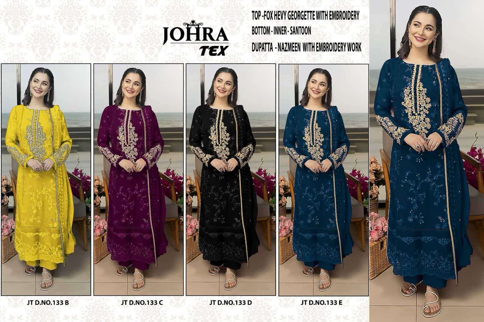 Johra Tex JT 133 Colors Pakistani Designer Georgette Salwar Suit Wholesalers view 5